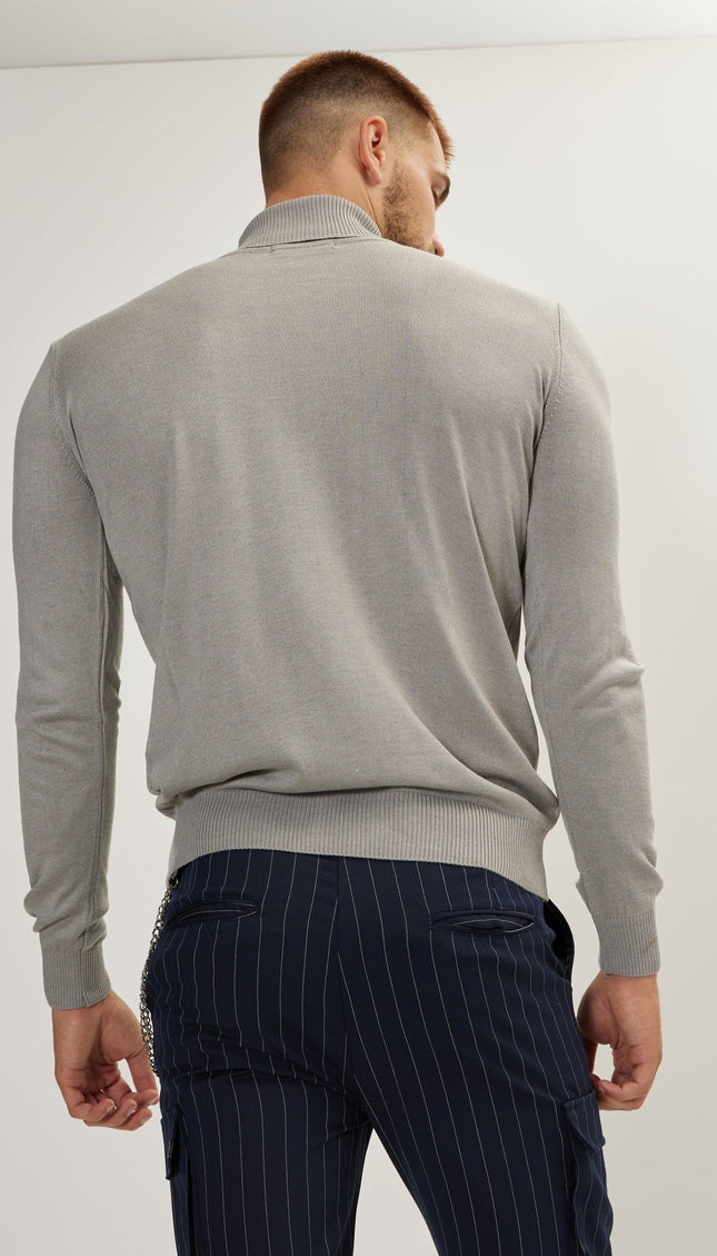 Rollneck Knit Sweater - Grey - Ron Tomson