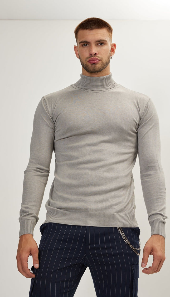 Rollneck Knit Sweater - Grey - Ron Tomson