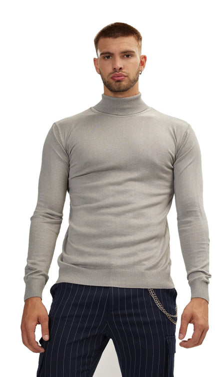Rollneck Knit Sweater - Grey - Ron Tomson