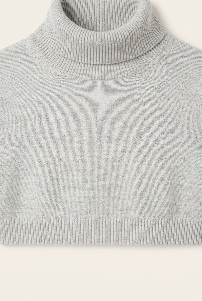 Rollneck Knit Sweater - Grey - Detail
