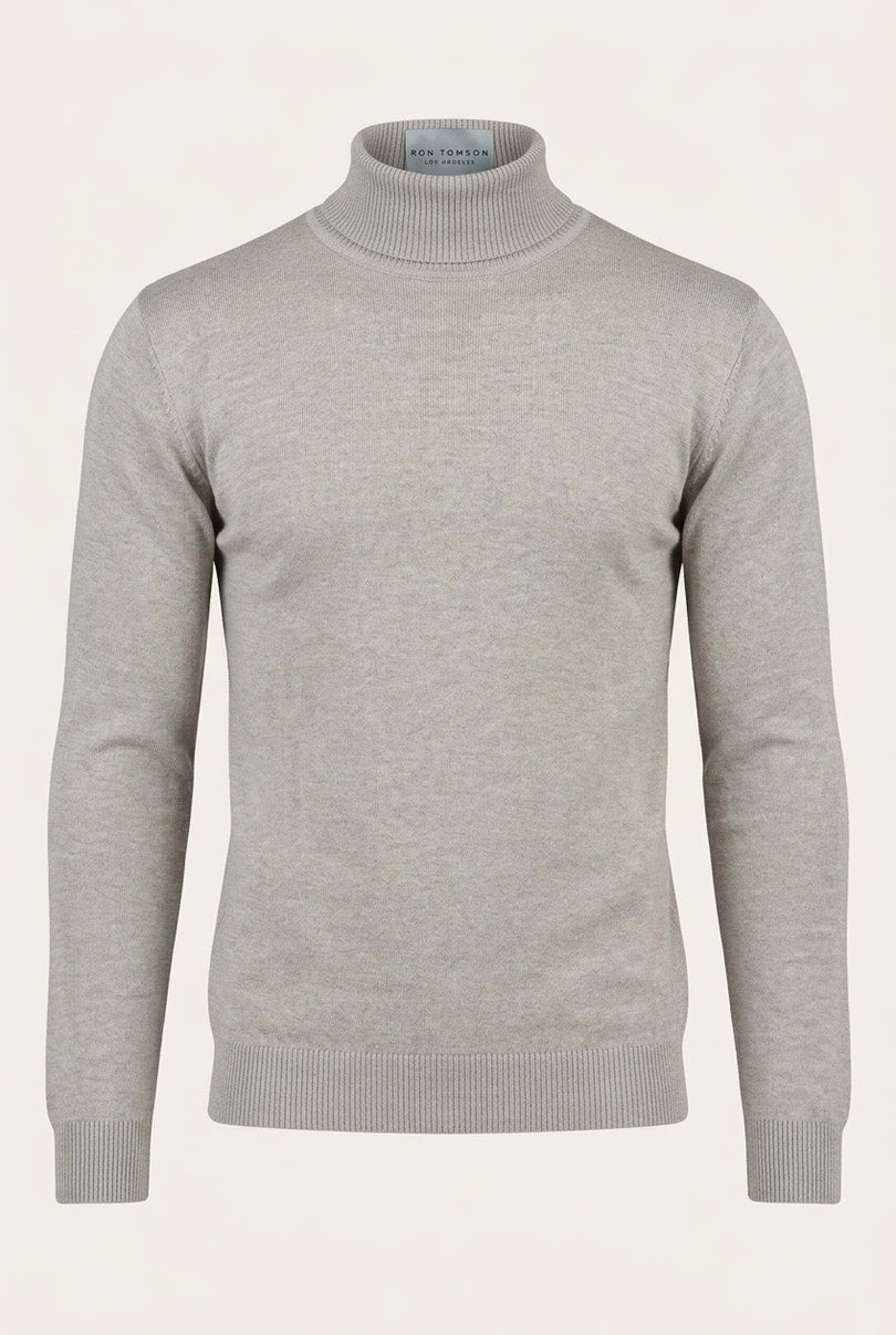 Rollneck Knit Sweater - Grey - Front