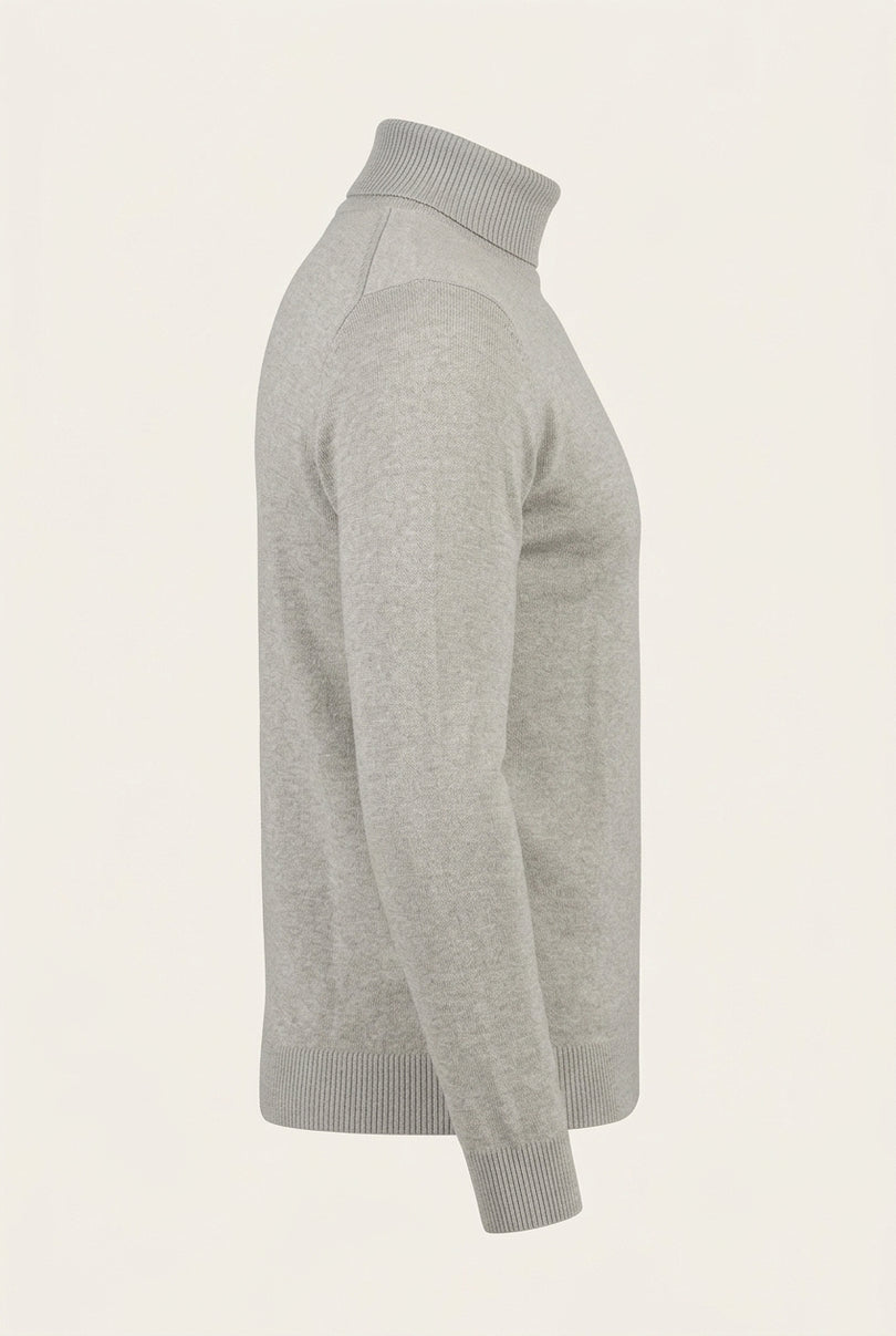 Rollneck Knit Sweater - Grey - Side