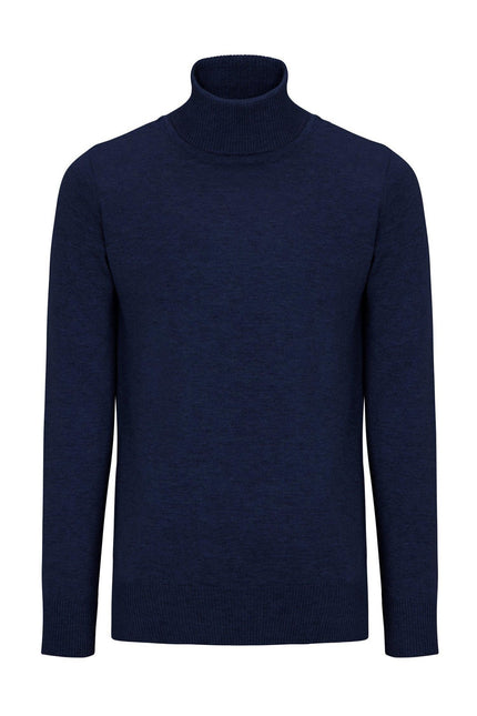 Rollneck Knit Sweater - Navy - Ron Tomson