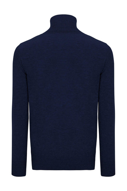 Rollneck Knit Sweater - Navy - Ron Tomson