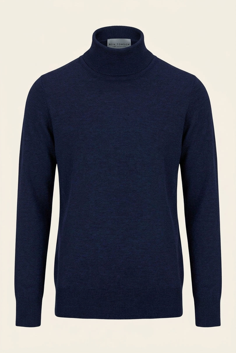 Rollneck Knit Sweater - Navy - Front