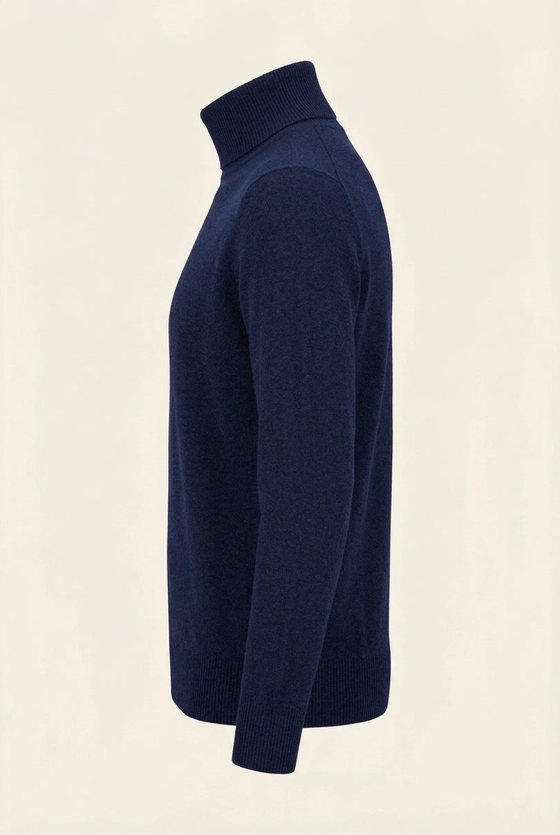 Rollneck Knit Sweater - Navy - Side