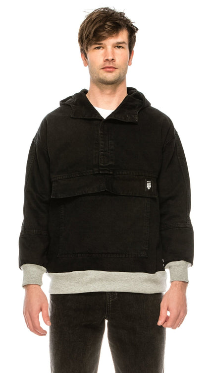 S Denim Pullover Hoodie - Black - Ron Tomson