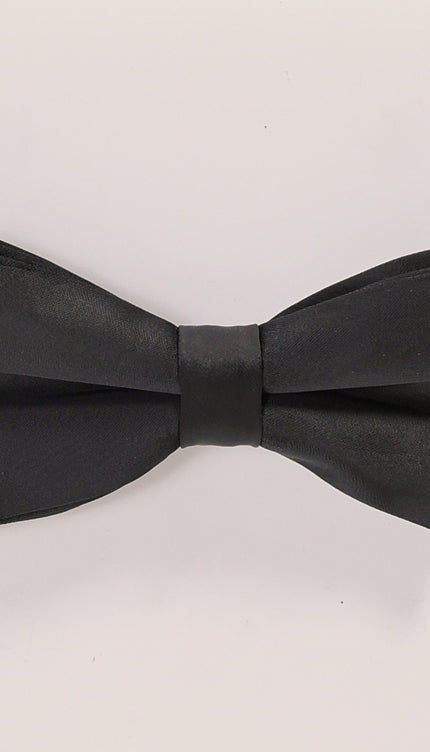 Sateen Pre - Tied Bow Tie - Black - Ron Tomson