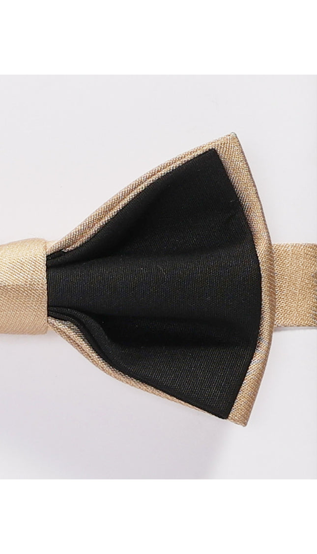 Sateen Pre-Tied Bow Tie - Black Gold - Ron Tomson