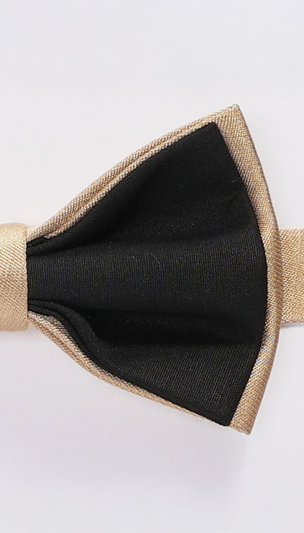 Sateen Pre - Tied Bow Tie - Black Gold - Ron Tomson