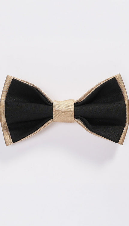 Sateen Pre - Tied Bow Tie - Black Gold - Ron Tomson