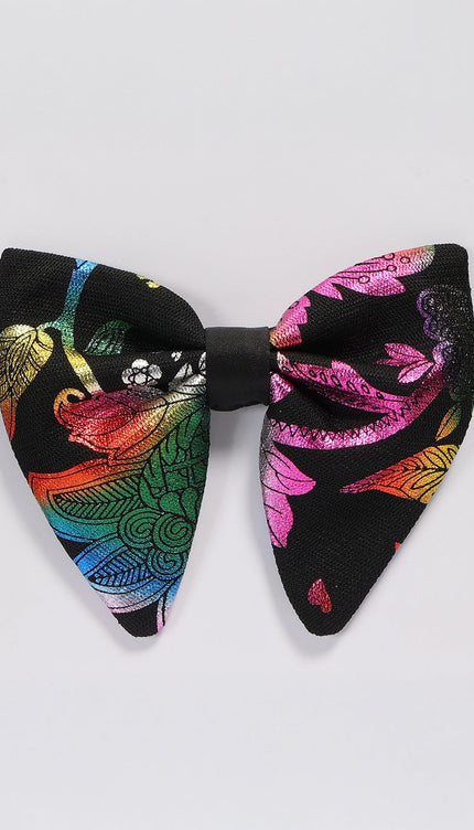 Sateen Pre - Tied Bow Tie - Black Multi - Ron Tomson