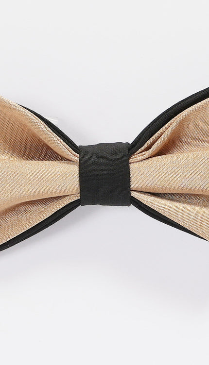 Sateen Pre-Tied Bow Tie - Gold Black - Ron Tomson