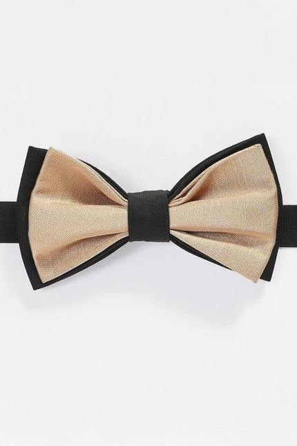 Sateen Pre - Tied Bow Tie - Gold Black - Ron Tomson