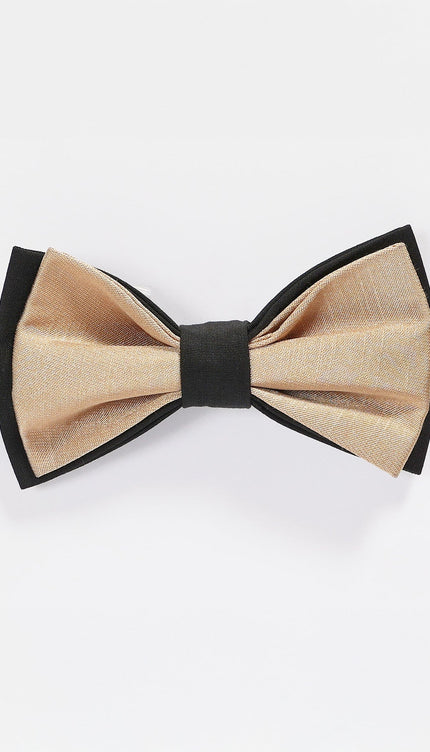 Sateen Pre - Tied Bow Tie - Gold Black - Ron Tomson