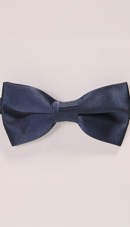 Sateen Pre - Tied Bow Tie - Navy Blue - Ron Tomson