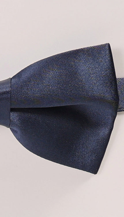 Sateen Pre - Tied Bow Tie - Navy Blue - Ron Tomson