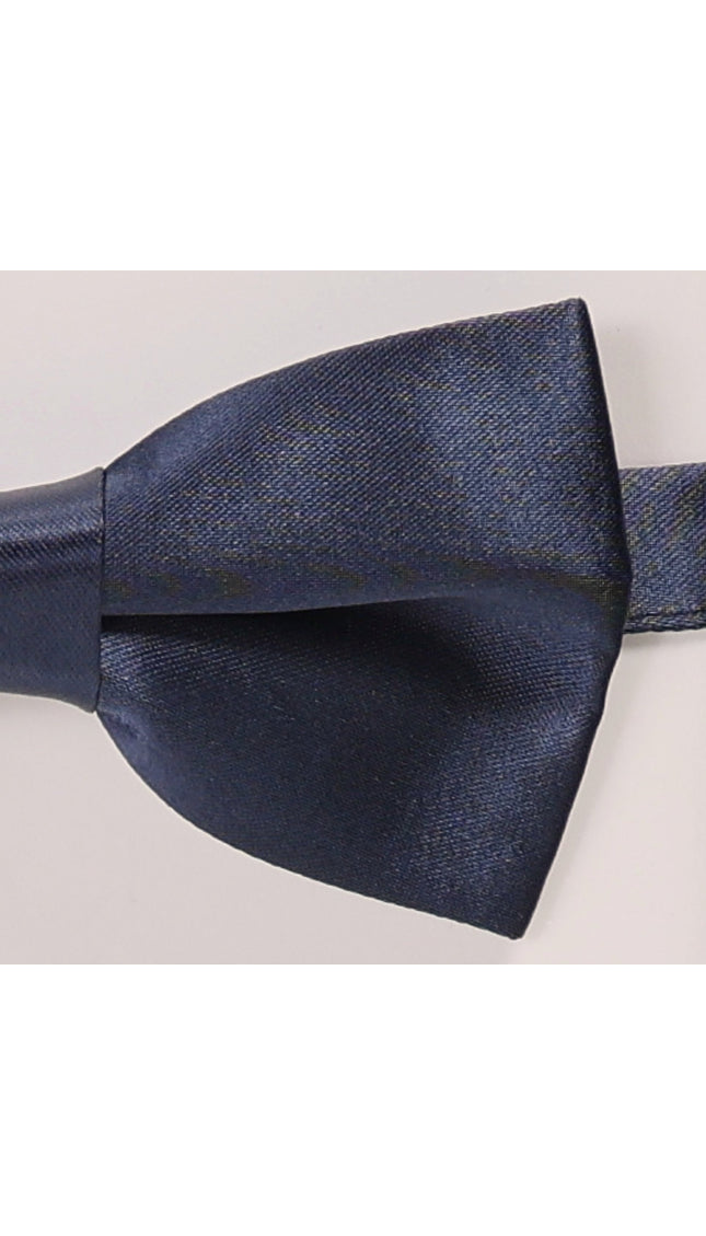 Sateen Pre-Tied Bow Tie - Navy Blue - Ron Tomson