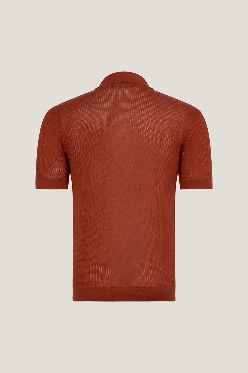 See Through Button Down Mesh Top - Tile - Ron Tomson