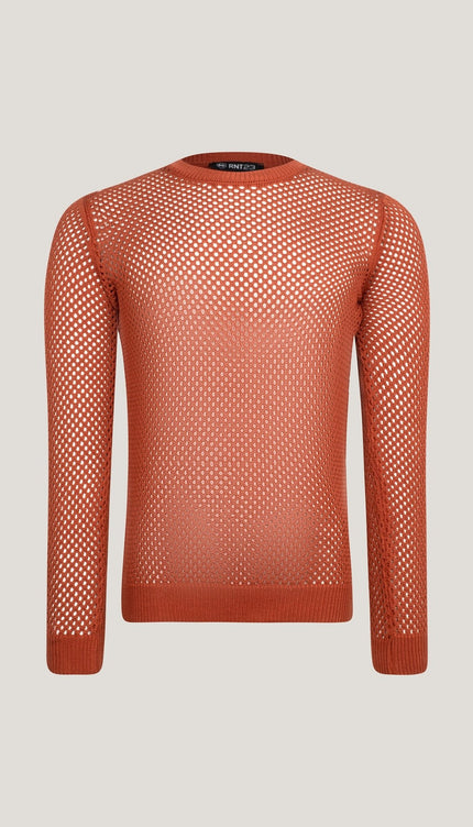 See Through Fishnet Muscle Fit Shirt - Tile - Ron Tomson