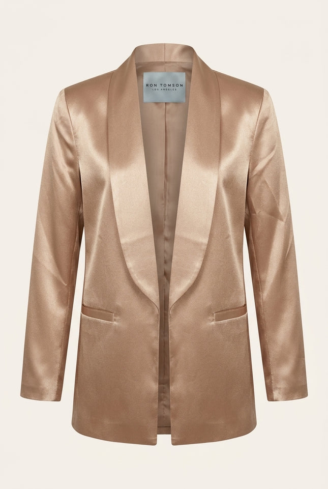 Shawl Collar Blazer - Champagne - Front