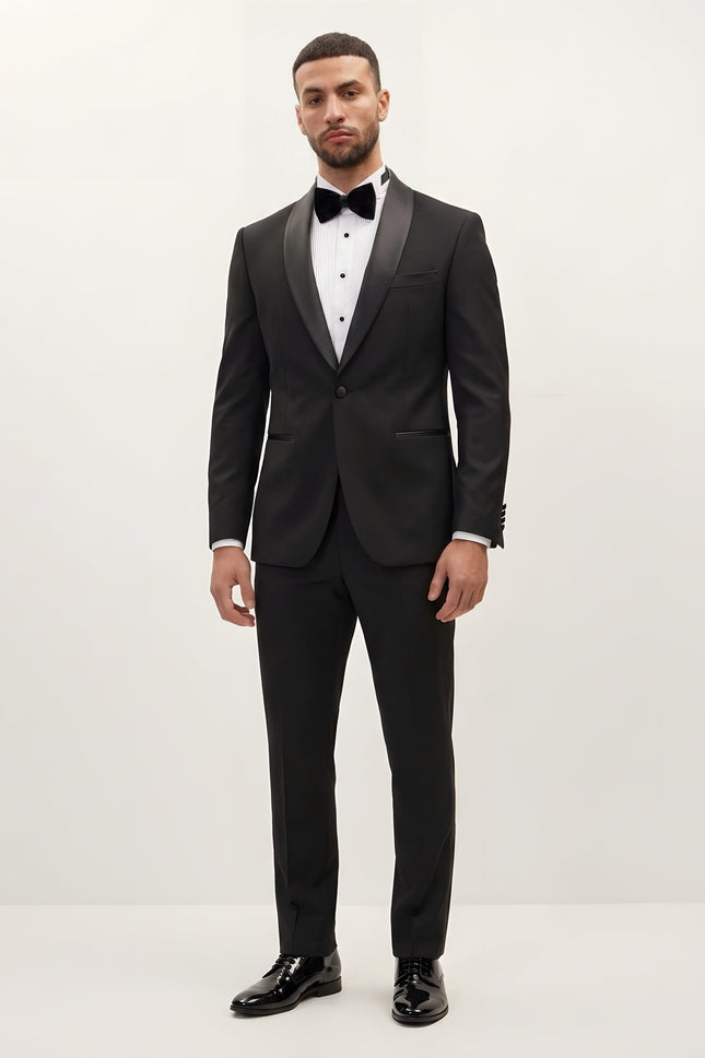 Shawl Lapel Tuxedo - Black - Front
