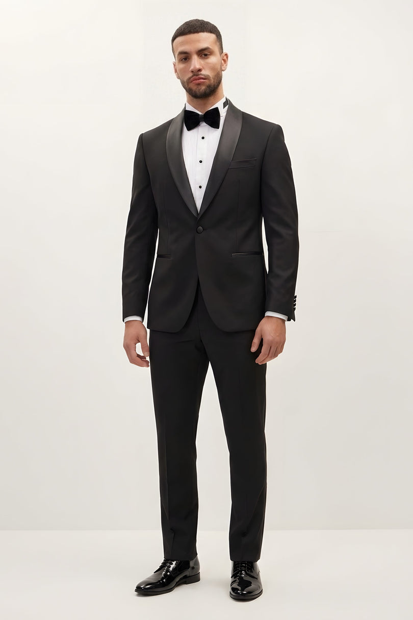 Shawl Lapel Tuxedo - Black - Front