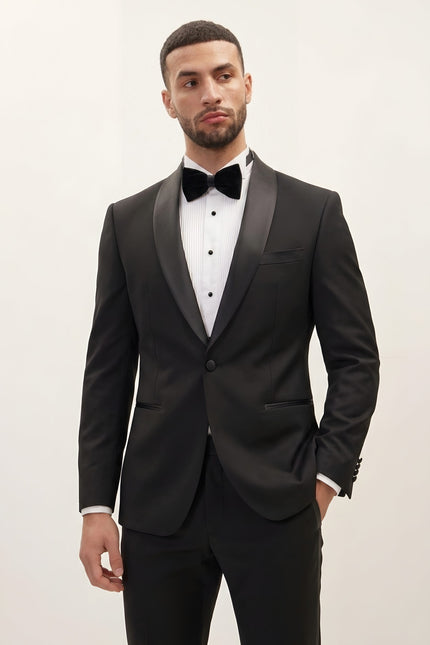 Shawl Lapel Tuxedo - Black - Front (styled)