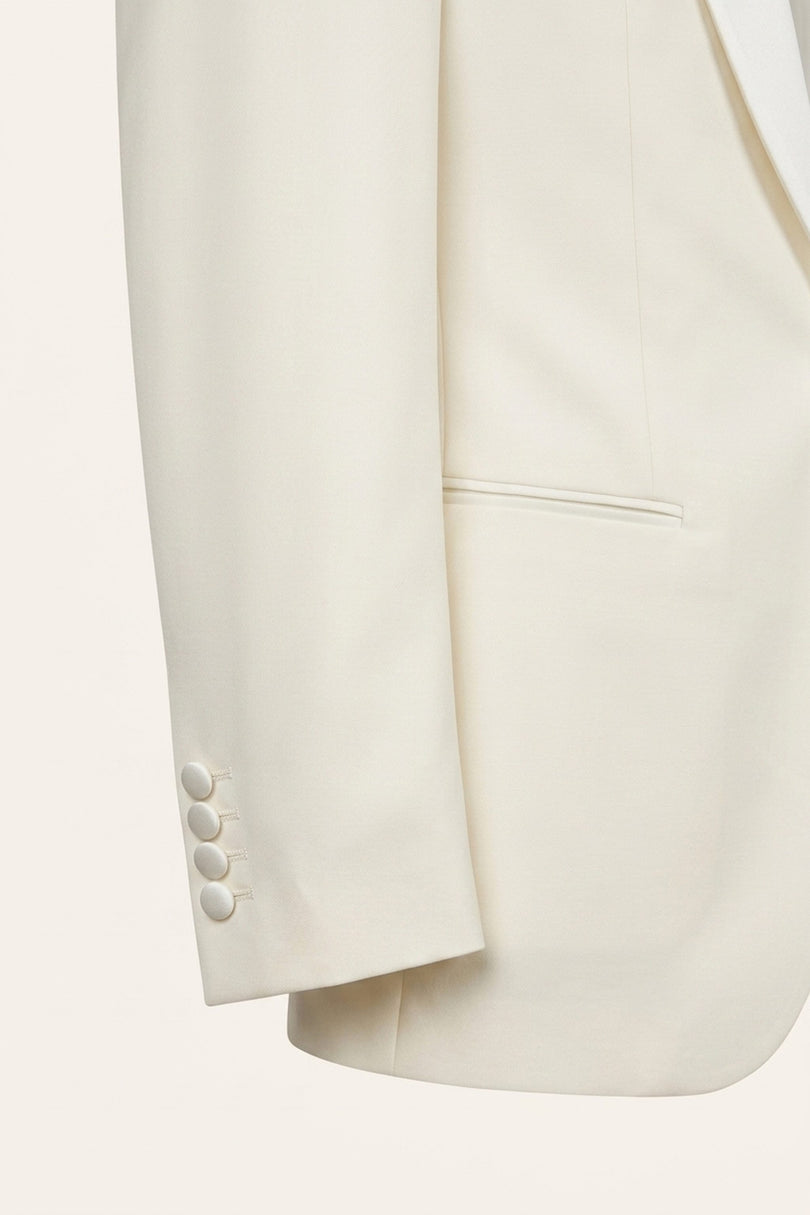 Shawl Lapel Tuxedo - White - Fabric detail