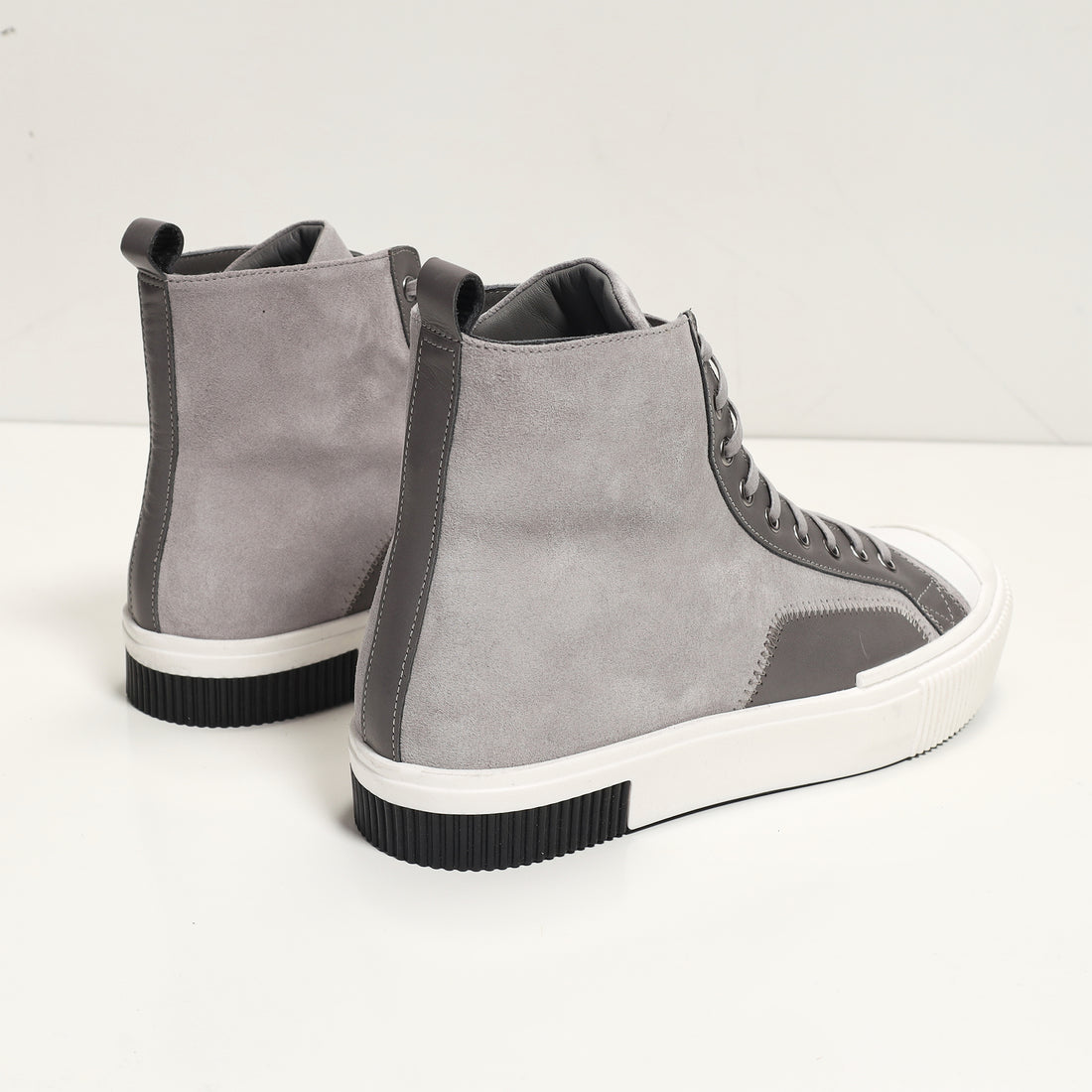 The King Leather and Suede High Tops - Grey Suede