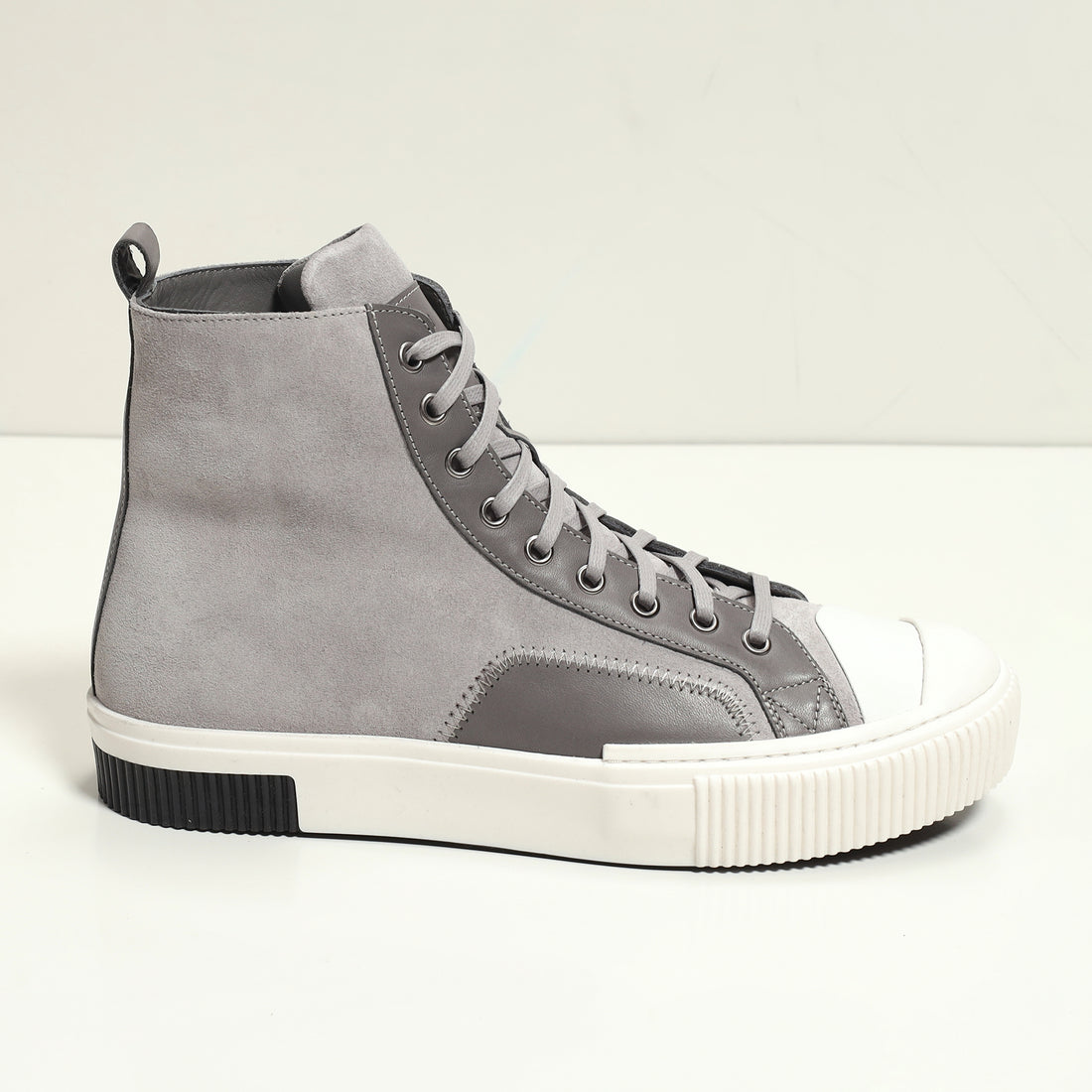 The King Leather and Suede High Tops - Grey Suede