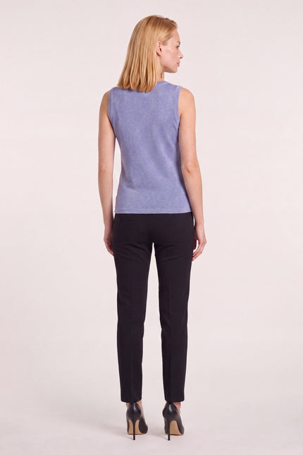 Sleeveless Glitter V-Neck Sweater - Blue - back view