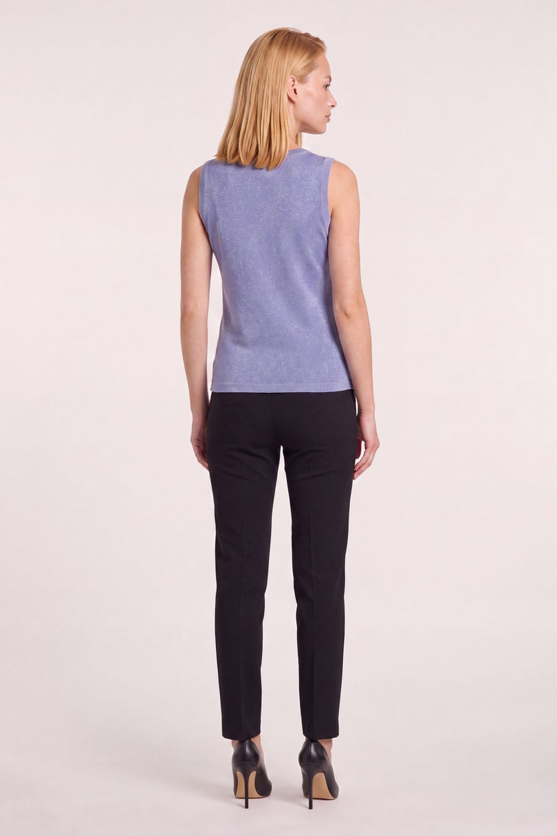 Sleeveless Glitter V-Neck Sweater - Blue - back view