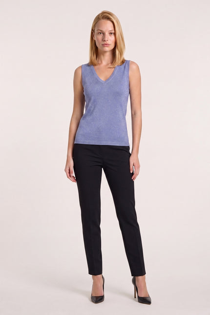 Sleeveless Glitter V-Neck Sweater - Blue - front view