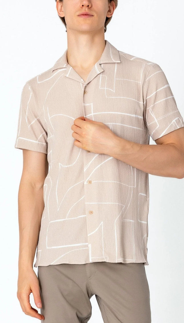 Short Sleeve Shirt - Beige - Ron Tomson
