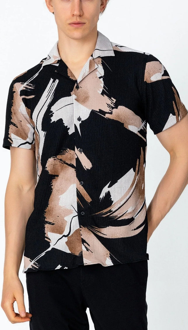 Short Sleeve Shirt - Light Brown - Ron Tomson