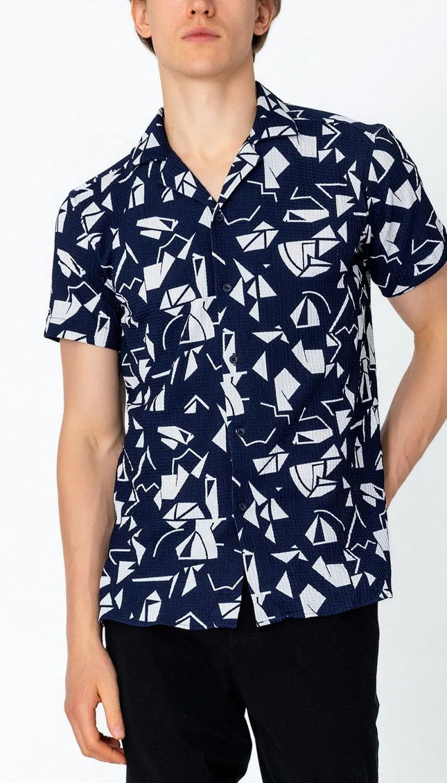 Short Sleeve Shirt - Navy - Ron Tomson