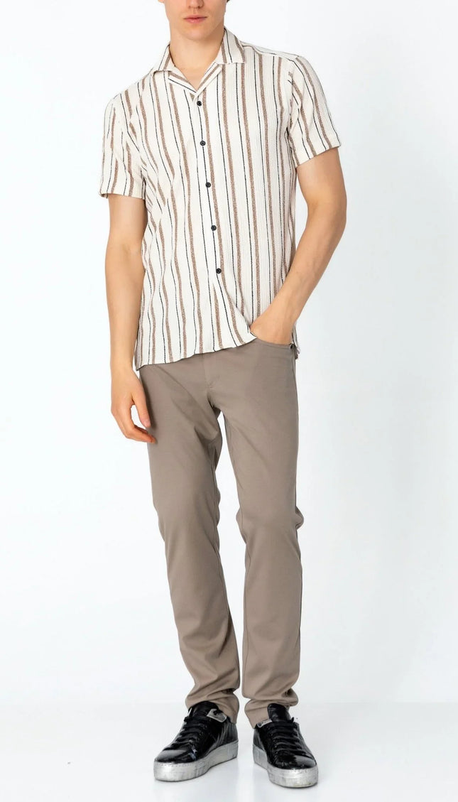 Short Sleeve Shirt - Stone - Ron Tomson