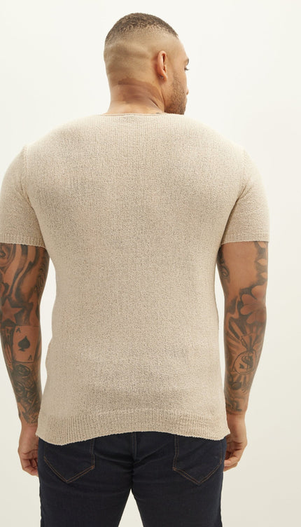 Short Sleeve Sweater - Beige - Ron Tomson