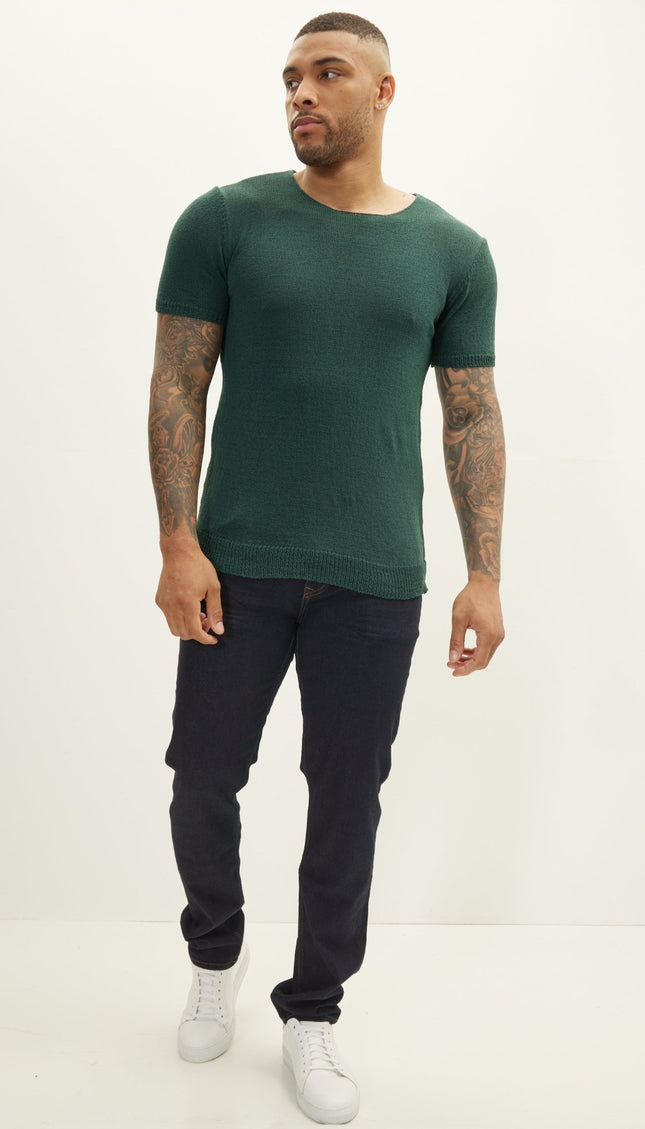 Short Sleeve Sweater - Dark Green - Ron Tomson