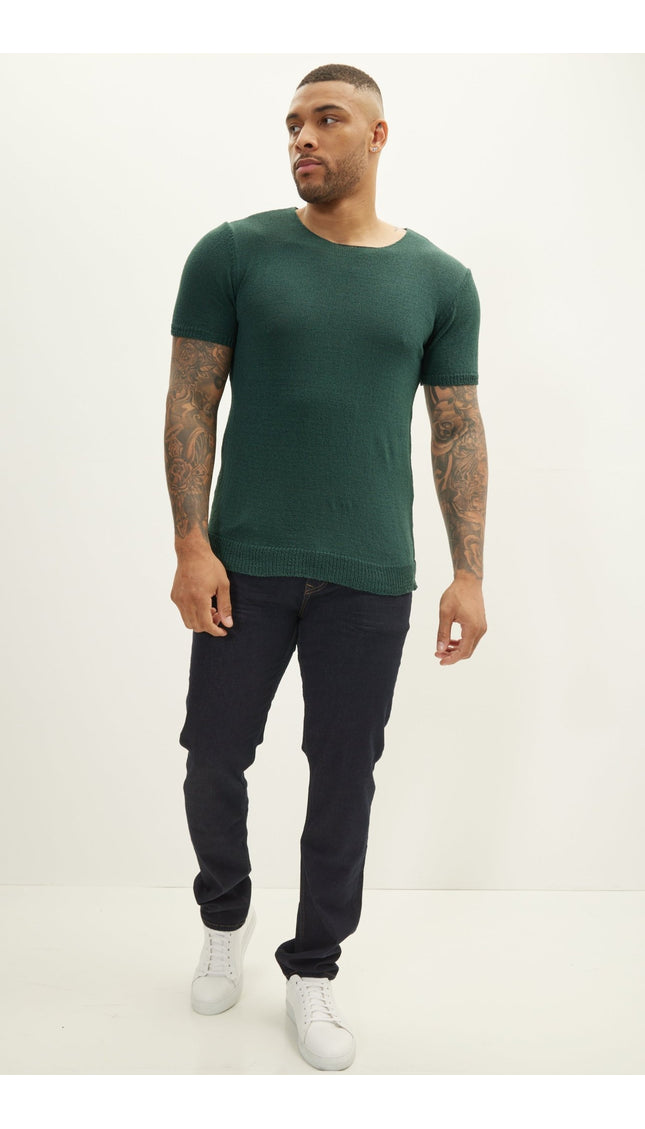 Short Sleeve Sweater - Dark Green - Ron Tomson