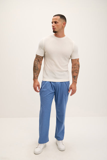 Short Sleeve Textured Top - Ecru - Ron Tomson