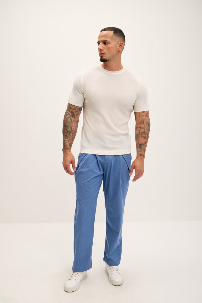 Short Sleeve Textured Top - Ecru - Ron Tomson