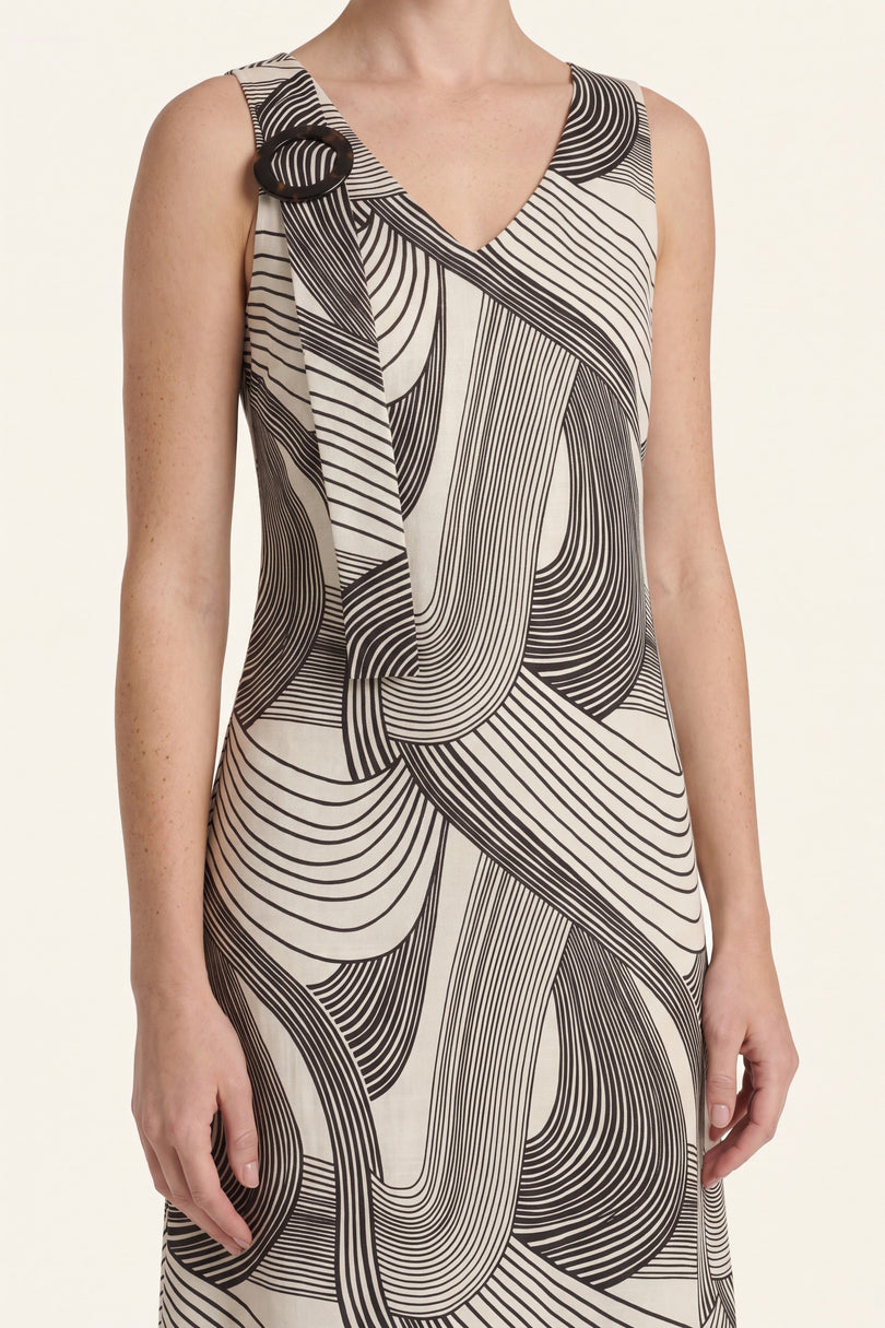Shoulder Detail Dress - Black White - detail view