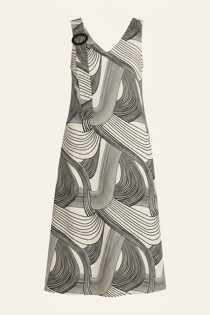 Shoulder Detail Dress - Black - Front