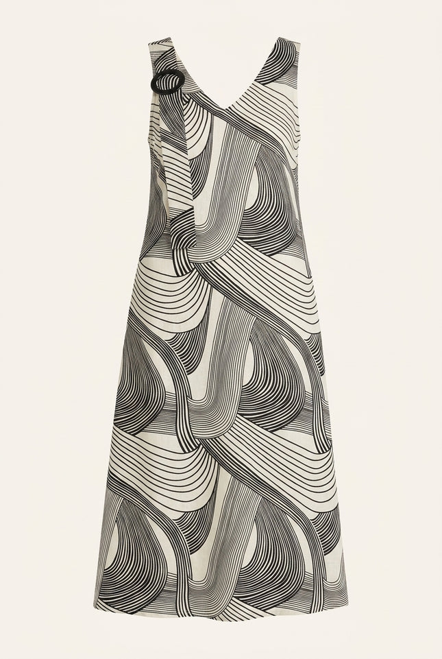 Shoulder Detail Dress - Black - Front