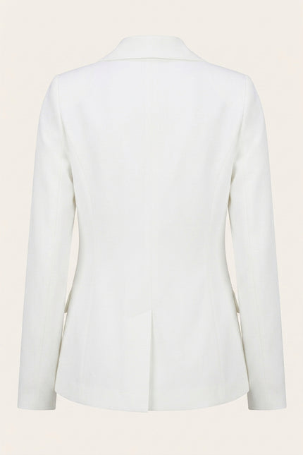 Shoulder Detail Shawl Blazer - White - Back