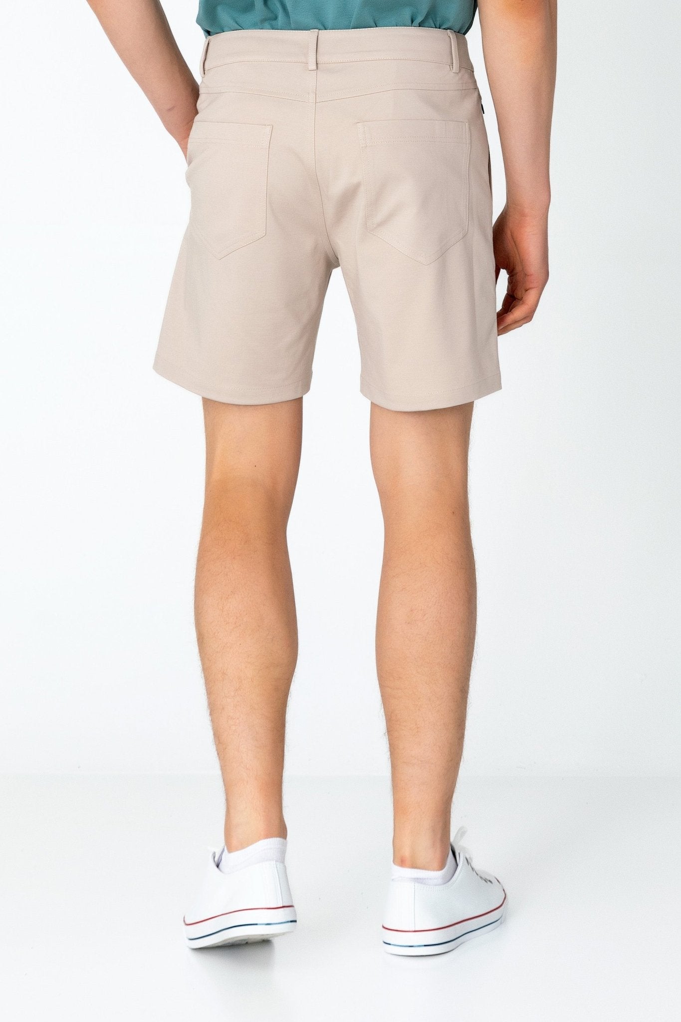 Side Pocket Lightweight Shorts - Beige - Ron Tomson