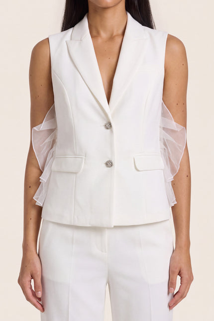 Side Tulle 2-Piece Suit - White - detail view
