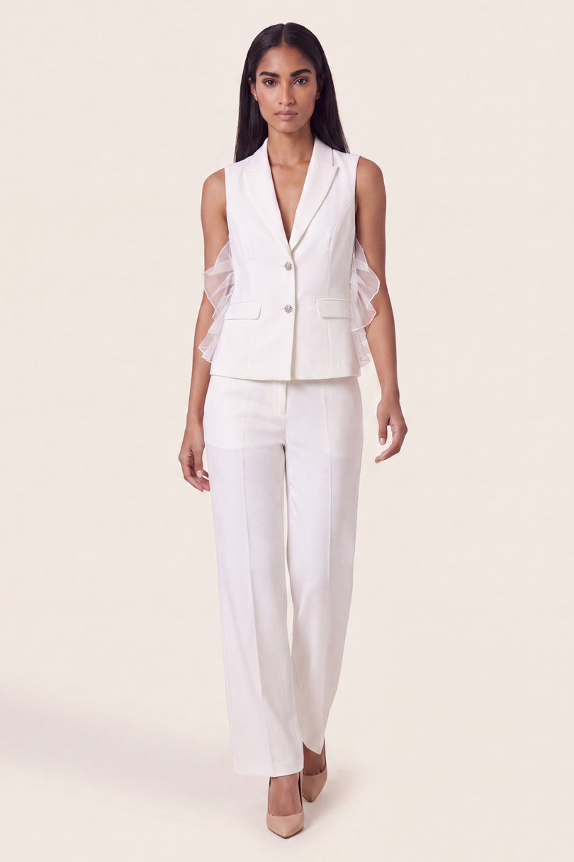 Side Tulle 2-Piece Suit - White - front view
